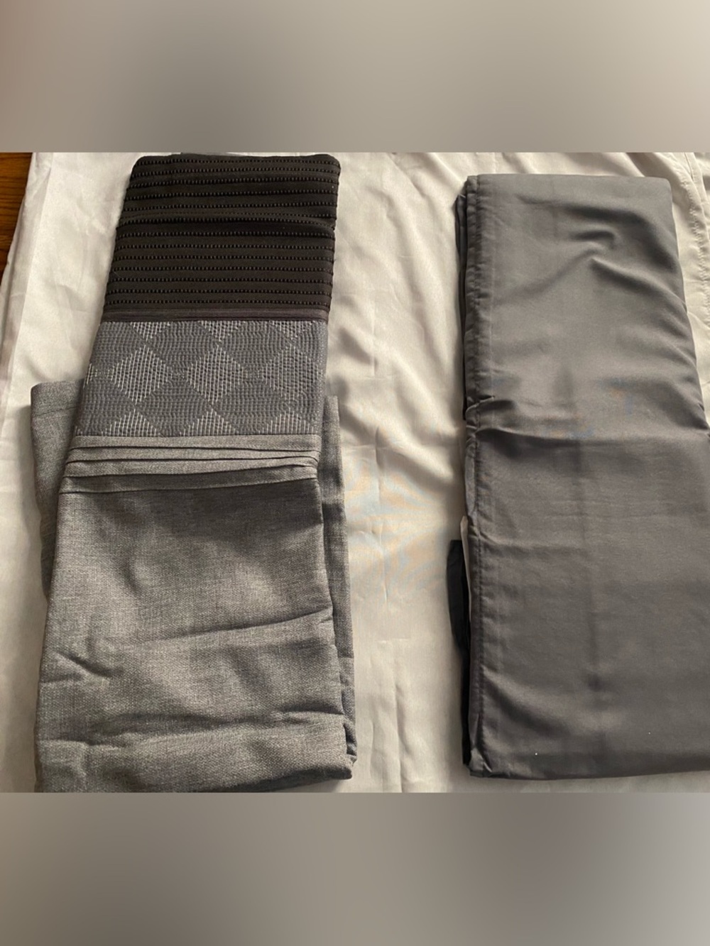 Black/gray pillow shams (2) with king size gray bed skirt